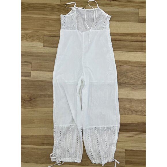 White Eyelet Jumpsuit With Side Zip S - Picture 3 of 3